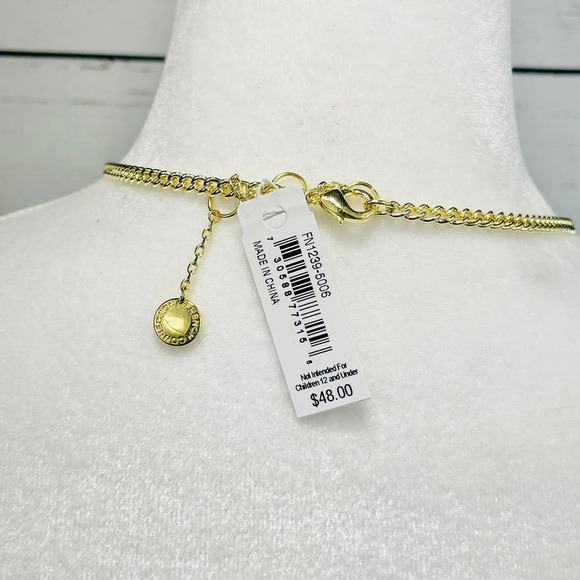 NWT French Connection Gold Necklack with Purple Marble Pendulum - Picture 8 of 8
